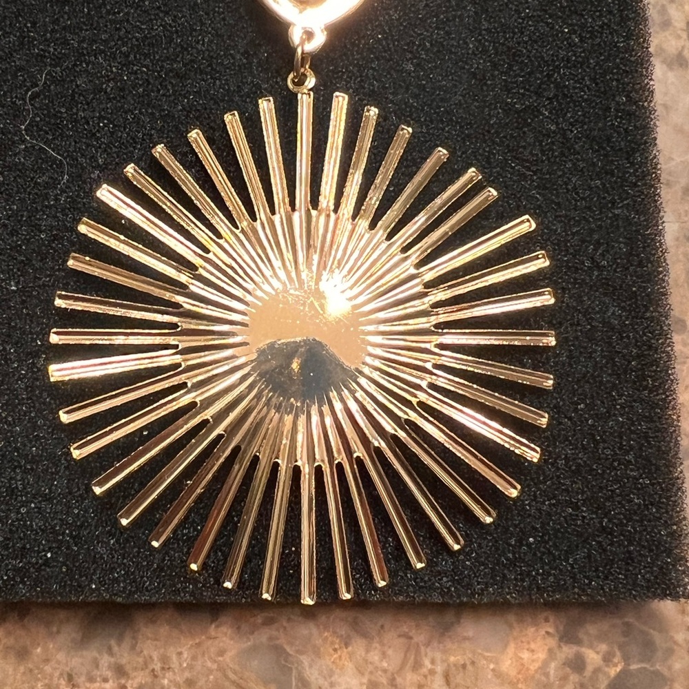 Handmade Gold Sunburst Button Earrings - Picture 3 of 3